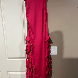 Elegant Pink Strapless Ruffle Dress